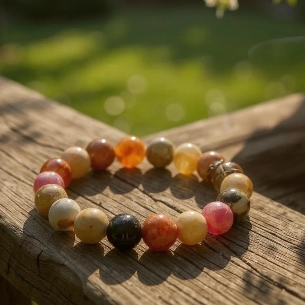 Boutique Pink Brown Faceted Stone Elastic Bracelet R $68